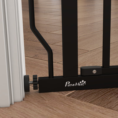 PawHut Extra Wide Dog Safety Gate, with Door Pressure, for Doorways, Hallways, Staircases - Black 