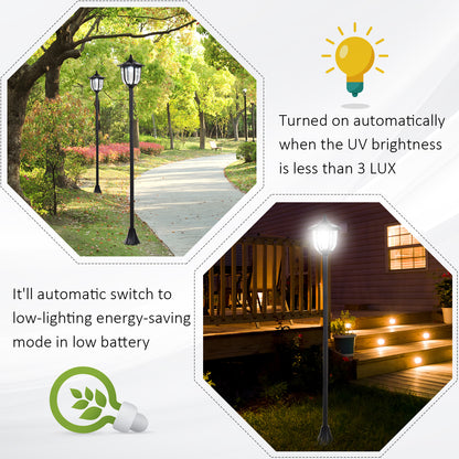 Outsunny Outdoor Garden Solar Post Lamp Sensor Light  LED Lantern Bollard Pathway Torch Light 1.77m Tall 