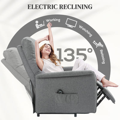 HOMCOM Electric Riser Recline Armchair, with Footrest - Grey 