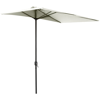 Outsunny Balcony Half Parasol Semi Round Umbrella Patio Crank Handle (2.3 m, Beige)- NO BASE INCLUDED 