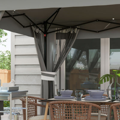 Outsunny 3 x 3(m) Pop Up Gazebo Party Tent with Solar-Powered LED Lights, Adjustable Event Shelter with Netting, Grey 