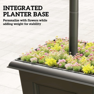 Outsunny Solar Lamp Post with Dusk-to-Dawn Sensor Street Light with 3-Head Planter 185 cm Black 