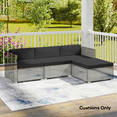 Outsunny 7-Piece Patio Furniture Cushions, Outdoor Loveseat Cushion with Removable Covers for Rattan Furniture, 60x60 cm, Black 