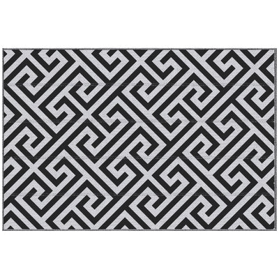 Outsunny 121 x 182 cm(4x6ft) Outdoor Rug Reversible Mat Plastic Straw Rug Portable RV Camping Mat for Garden Deck Picnic Indoor, Black & White 