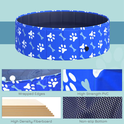 PawHut Foldable Dog Paddling Pool Pet Cat Swimming Pool Indoor/Outdoor Collapsible Bathing Tub Shower Tub Puppy Φ100 × 30H cm M Sized 