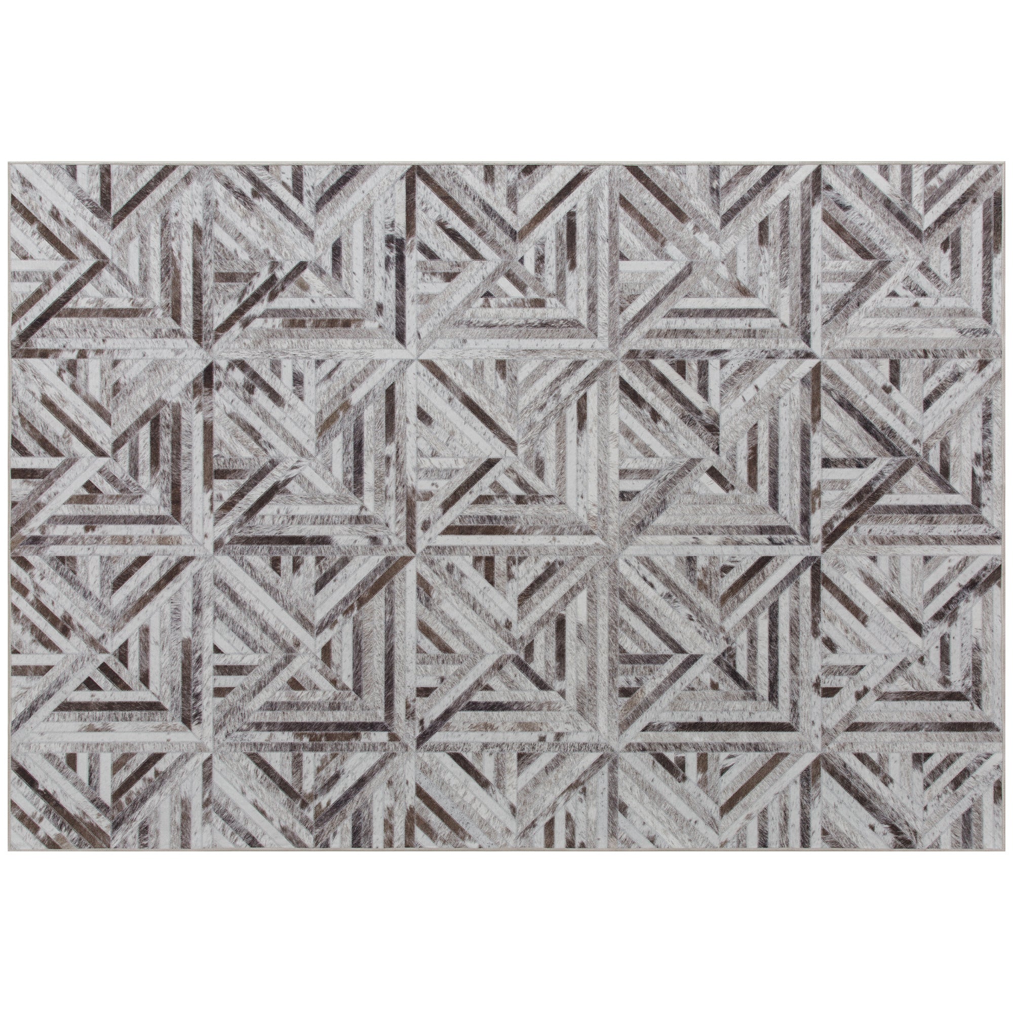 HOMCOM Modern Area Rug, Triangle Pattern Non-Slip Washable Rug, Chenille Floor Carpet for Living Room, Bedroom, Dining Room, Home Office, 230 x 160 cm, Brown