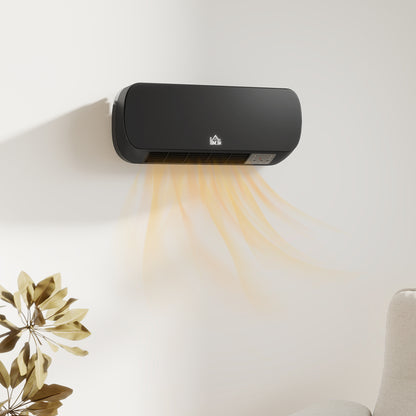 HOMCOM 2000W Wall Mounted Ceramic Space Heater, 10-49°C Temperature, Black