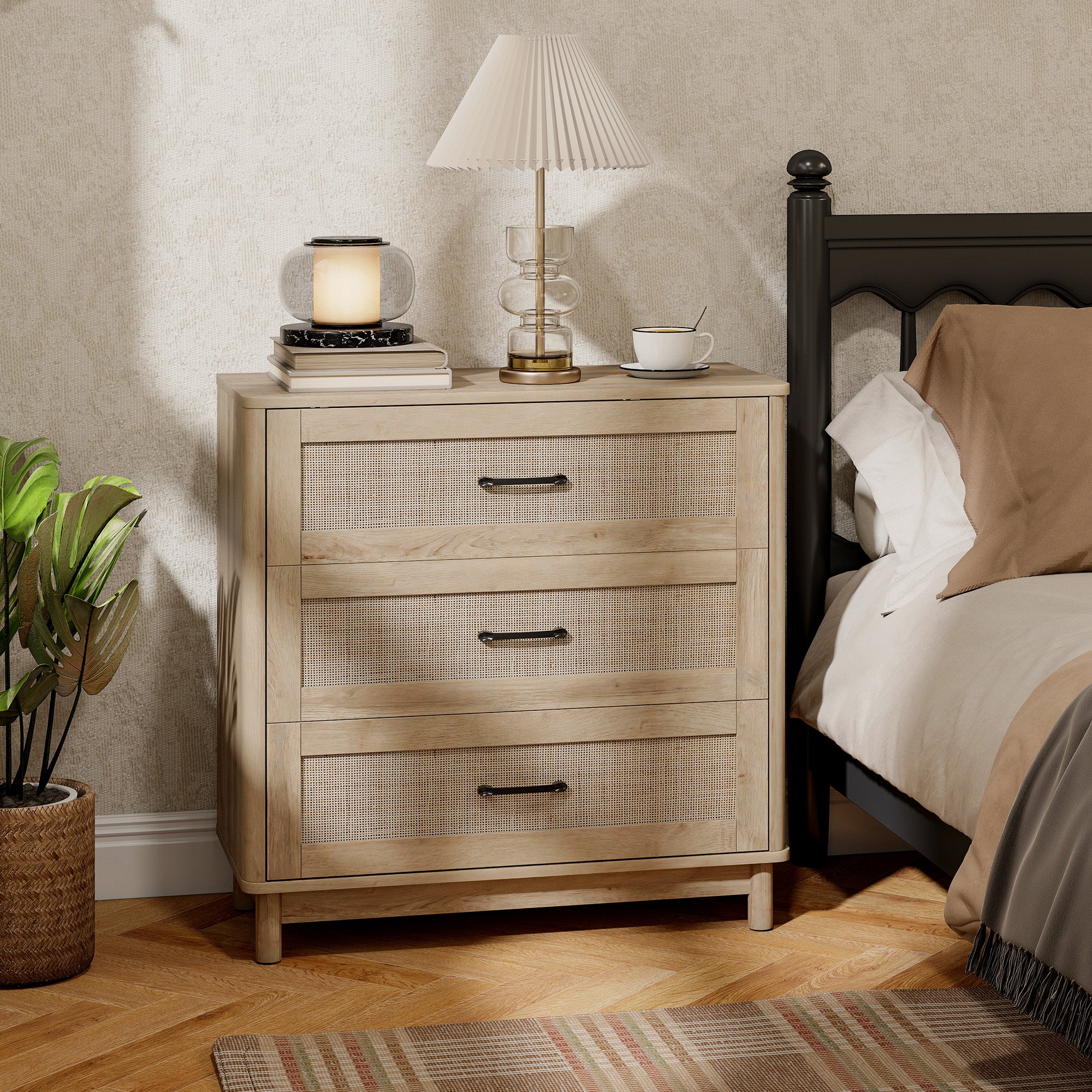 HOMCOM 76 cm Wide Drawer Chest of Drawers with 3 Drawer - Oak 