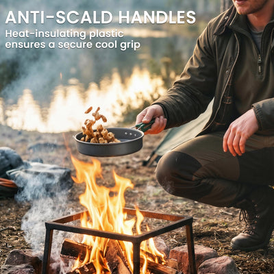 Outsunny Camping Cookware Set, 8-Piece Ultralight Camping Cooking Kit with Anti-Scald Handles, Grey 