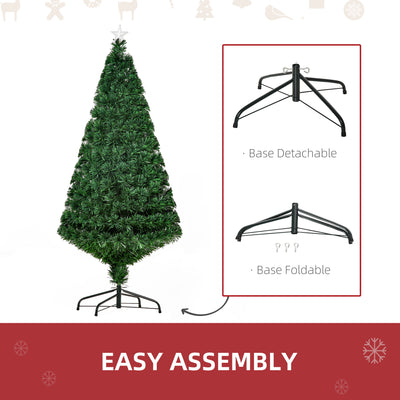 HOMCOM 5FT Pre-Lit Fibre Optic Artificial Christmas Tree Holiday Xmas Décor with Tree Topper Multi-Colour 