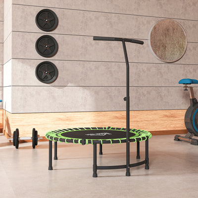 HOMCOM Mini Round Steel Frame Trampoline w/ Adjustable Handle, Green 