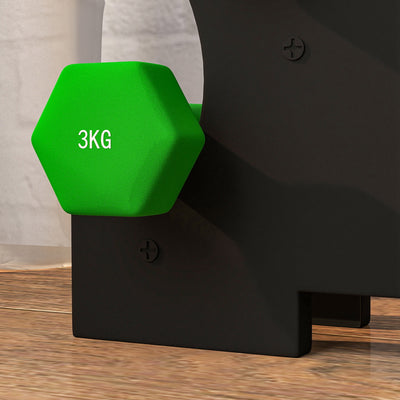 SPORTNOW 2 x 1kg, 2 x 2kg, 2 x 3kg Dumbbells Set with Dumbbell Rack, Hand Weights for Home Gym Training 