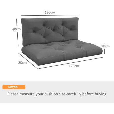 Outsunny 2 Seater Pallet Seat Cushions Back Pillows Replacement, Patio Chair Cushions Set for Indoor Outdoor, Charcoal Grey 