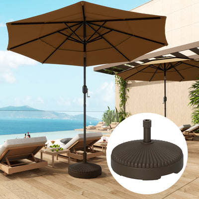 Outsunny Garden Parasol Base Holder, 28kg Sand Filled, 23kg Water Filled, Sun Umbrella Base Outdoor Umbrella Stand Weight, Brown 