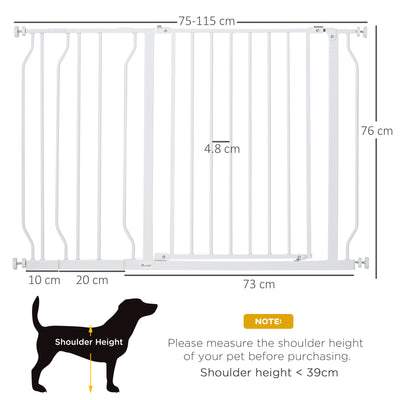 PawHut Wide Dog Safety Gate, with Door Pressure, for Doorways, Hallways, Staircases - White 