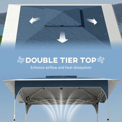 Outsunny 3.5 x 3.5 m Pop Up Gazebo with One-Push Setup, UPF50+ Double Tier Garden Party Tent Marquee with Carry Bag, Blue 