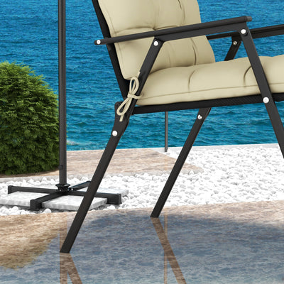 Outsunny 2-Piece Seat Cushion Replacement with Backrest, Garden Patio Chair Cushions Set with Ties, Beige 
