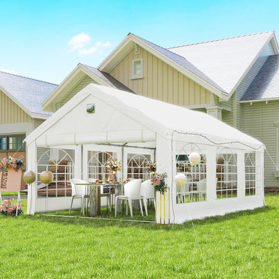 Outsunny 6 x 4 m Party Tent, Heavy Duty Gazebo Canopy with Windows, Outdoor Party Wedding Tent with 4 Removable Sidewalls 