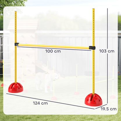 PawHut 4 Piece Dog Agility Equipment with 4 Hurdle & Carry Bag for Jump Training, Yellow 