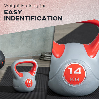SPORTNOW Kettlebell, 14kg Kettle Bells with Handle for Home Gym Weight Lifting and Strength Training, Red and Grey 