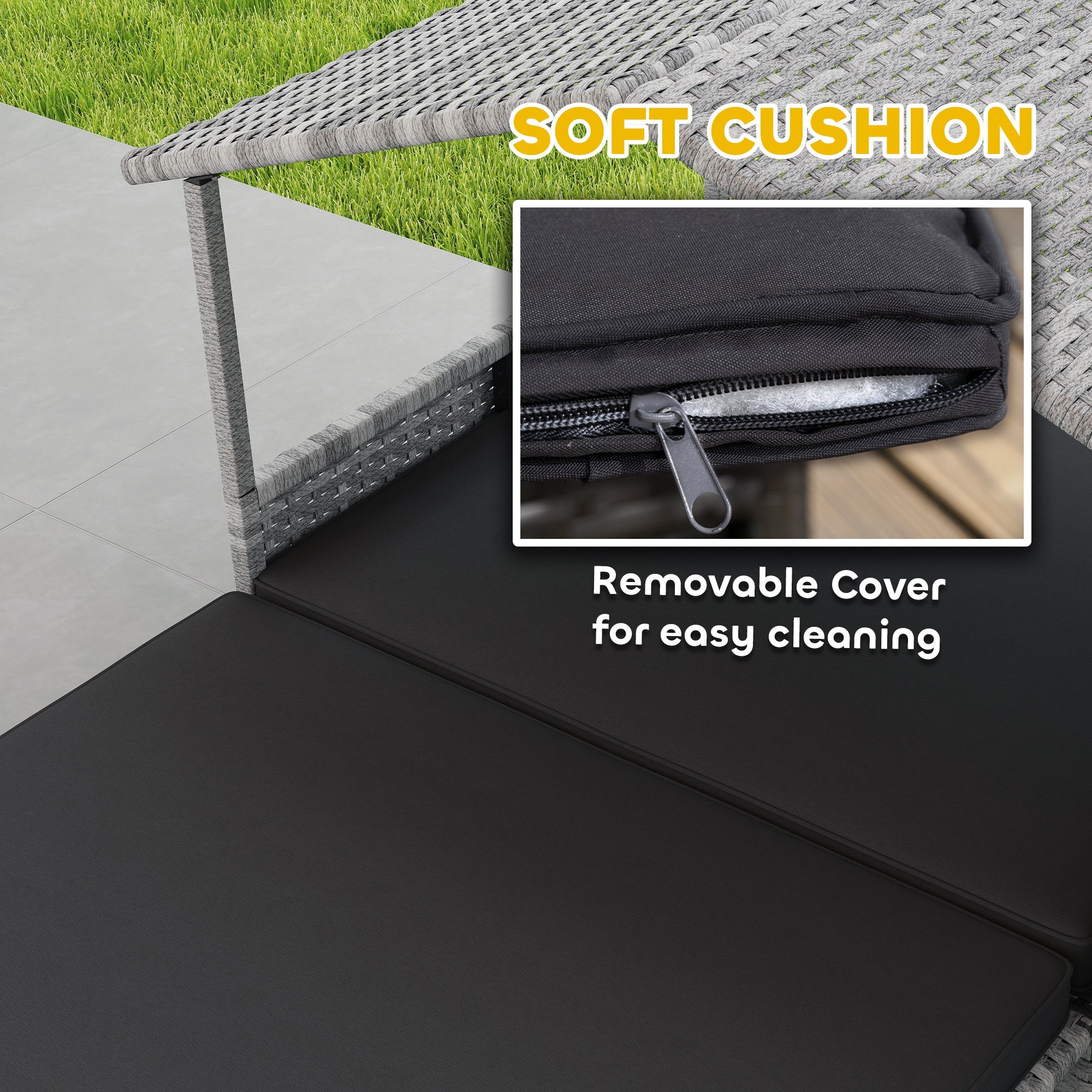PawHut Extendable Elevated Dog Bed, Rattan Dog House, with Water-Resistant Roof, Removable Cushion, Charcoal Grey 