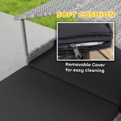 PawHut Extendable Elevated Dog Bed, Rattan Dog House, with Water-Resistant Roof, Removable Cushion, Charcoal Grey 