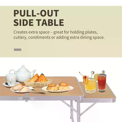 Outsunny 3ft Aluminium MDF-Top Folding Picnic Table Portable Camping Table 