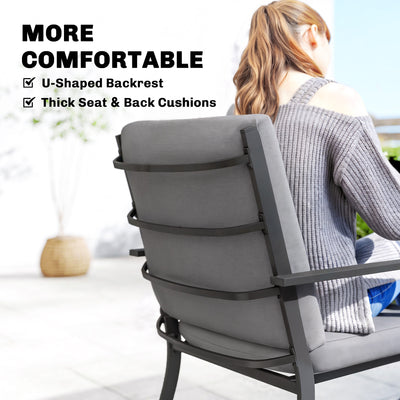 Outsunny 5 Pieces Outdoor Dining Set with Cushions, Garden Dining Set for 4 with Square Table and Stackable Chairs 