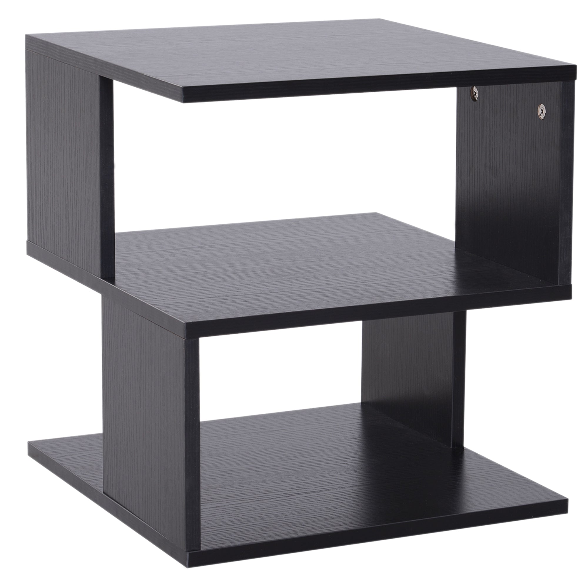 HOMCOM Side Table Square Coffee Table Modern End Table with 2 Tier Storage Shelves for Living Room, Bedroom, Black 