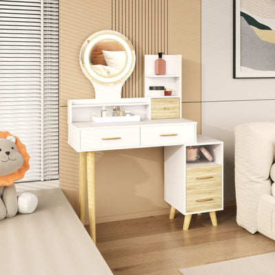 HOMCOM Elegant Dressing Table, with Storage - White 