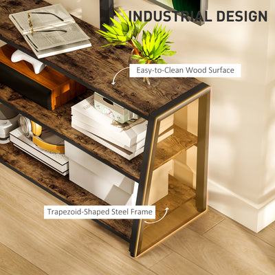 HOMCOM Industrial-Style TV Stand, with 35° Swivel Bracket - Dark Brown 