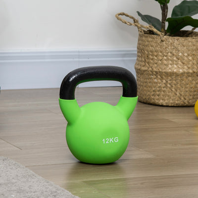 HOMCOM Soft Kettlebell, 12kg Kettle Bell with Non-Slip Handle for Home Gym Weight Lifting and Strength Training, Green 