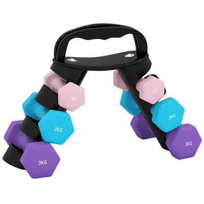 SPORTNOW Dumbbells Set with Storage Rack, 2 x 1kg, 2 x 2kg, 2 x 3kg, Pink 