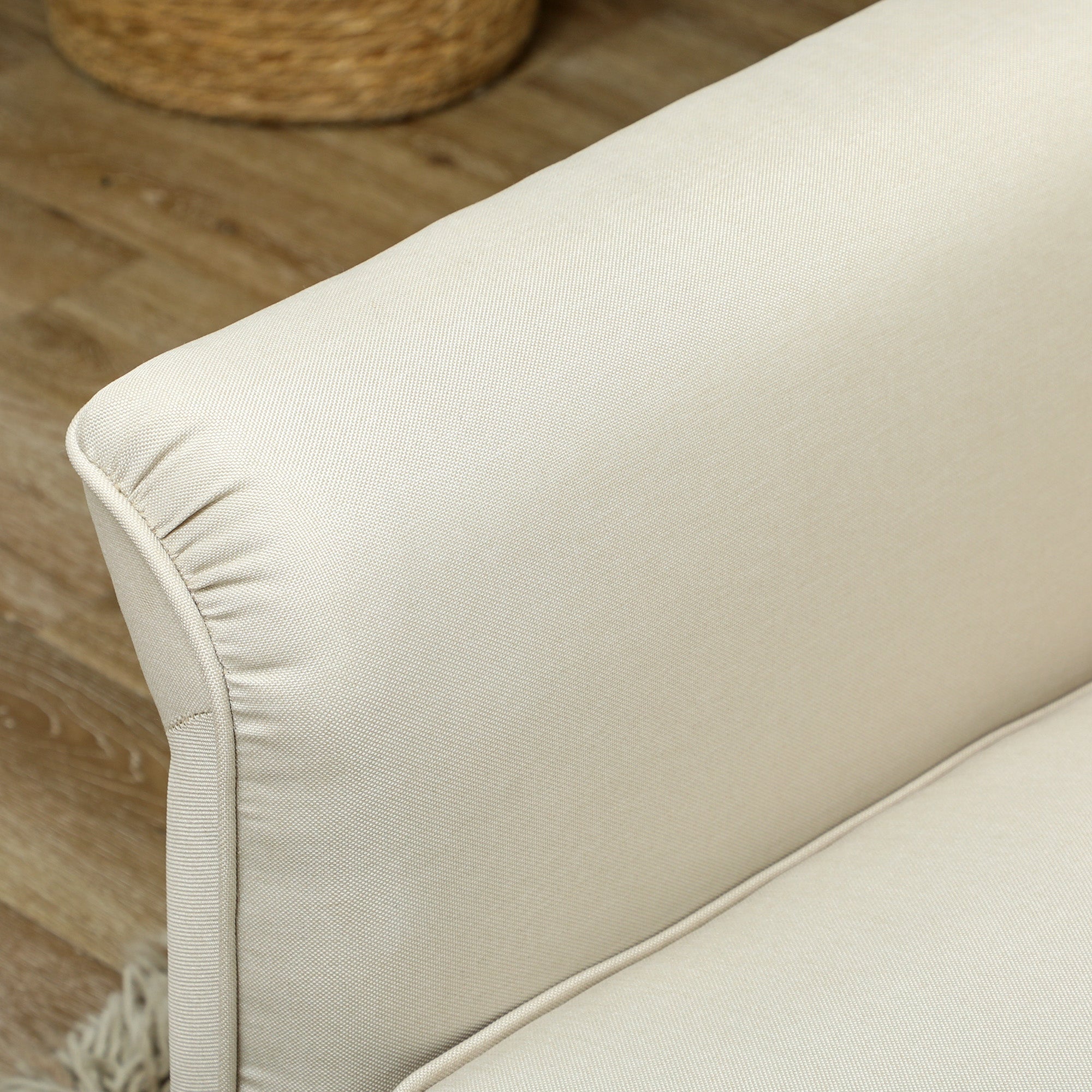 HOMCOM 3 Seater Sofa, Modern Fabric Sofa Couch with Spring Cushion, Rubber Wood Legs, 191cm Upholstered Settee for Living Room, Bedroom, Home Office, Guest Room, Cream White 