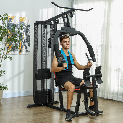 SPORTNOW Weights Machine, Multi Gym with 45kg Weight Stack, Compact Home Gym Leg Press Machine for Full Body Training 