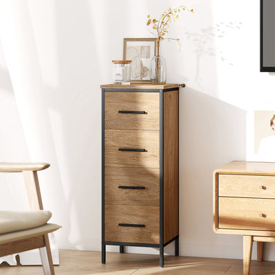 HOMCOM Narrow Bathroom Storage Cabinet with 4 Drawers - Oak 