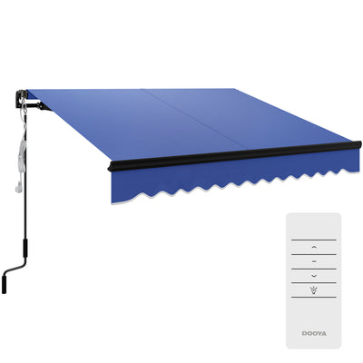 Outsunny 2.5 x 2m Electric Awning with LED Light and Remote Controller, Aluminium Frame DIY Retractable Awning, UV50+ Sun Shade Canopy for Garden Patio Deck Door Window, Blue 