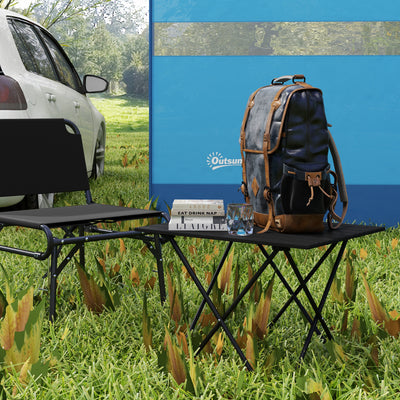 Outsunny Folding Camping Table, Lightweight Metal Picnic Table with Carry Bag, Foldable Table for Outdoor Camping, Picnic, Hiking, BBQ, Fishing, Black 
