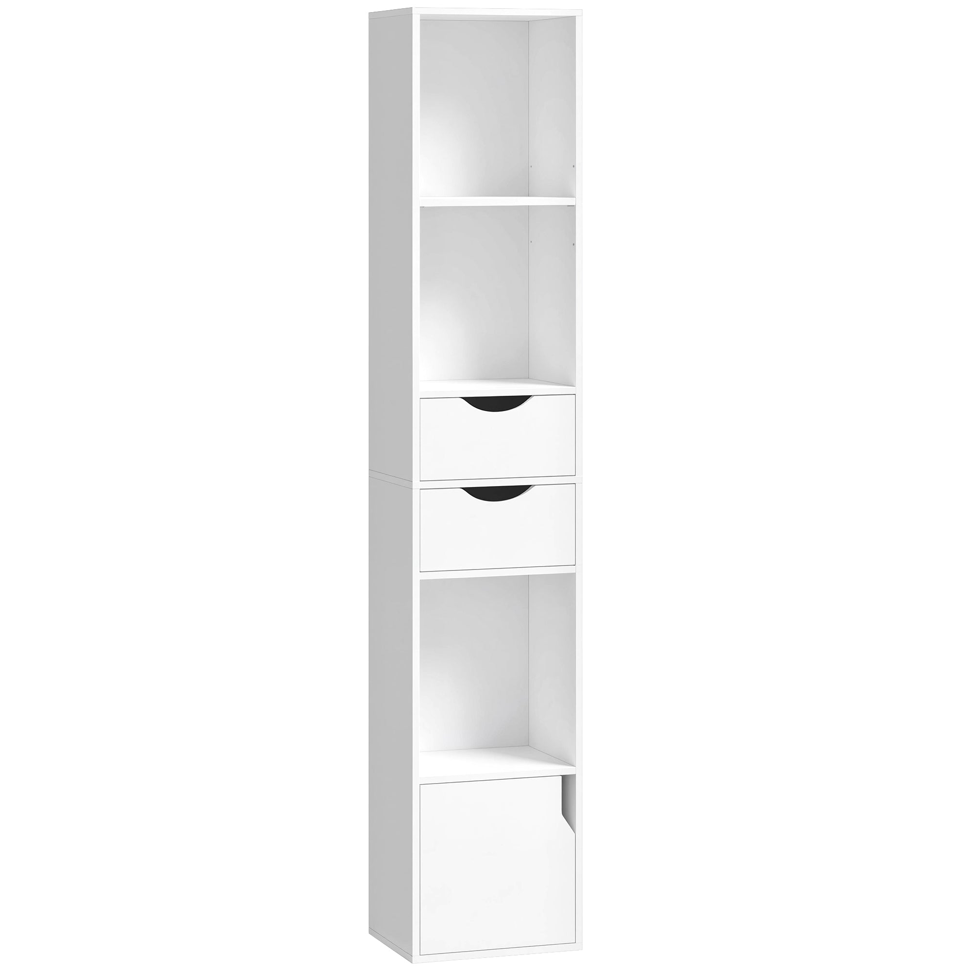HOMCOM Bookcase with Drawers Adjustable Shelf Bookshelf with 2 Drawers and Cabinet 158 cm White 