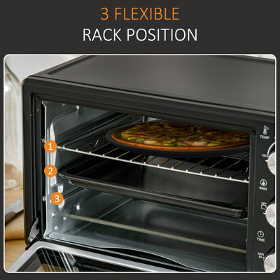 HOMCOM 21L Mini Countertop Oven, 100°C-230°C Adjustable Temp - Black 