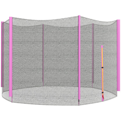 SPORTNOW 8ft Trampoline Net Replacement with 6 Plastic Pole Covers, Weather-Resistant Trampoline Netting Replacement with Zipped Entrance, Poles Not Included, Pink 