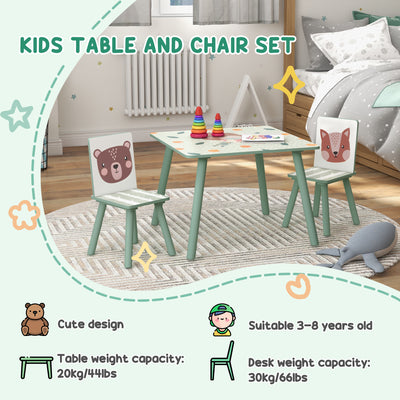 ZONEKIZ Kids Table and Chair Set and Kids Easel with Paper Roll, Storage Baskets, Kids Activity Furniture Set, Green 