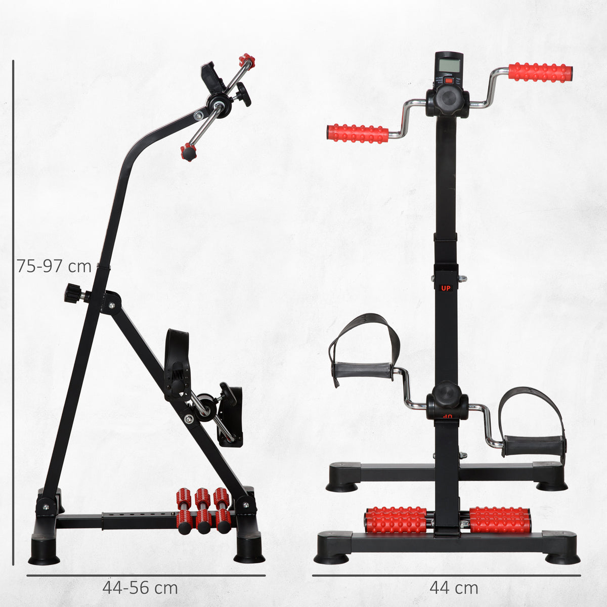 HOMCOM Portable Exercise Bike for Home Pedal Exerciser Height-adjustable 56L x 44- 56W x 75- 97H cm Black and Red 