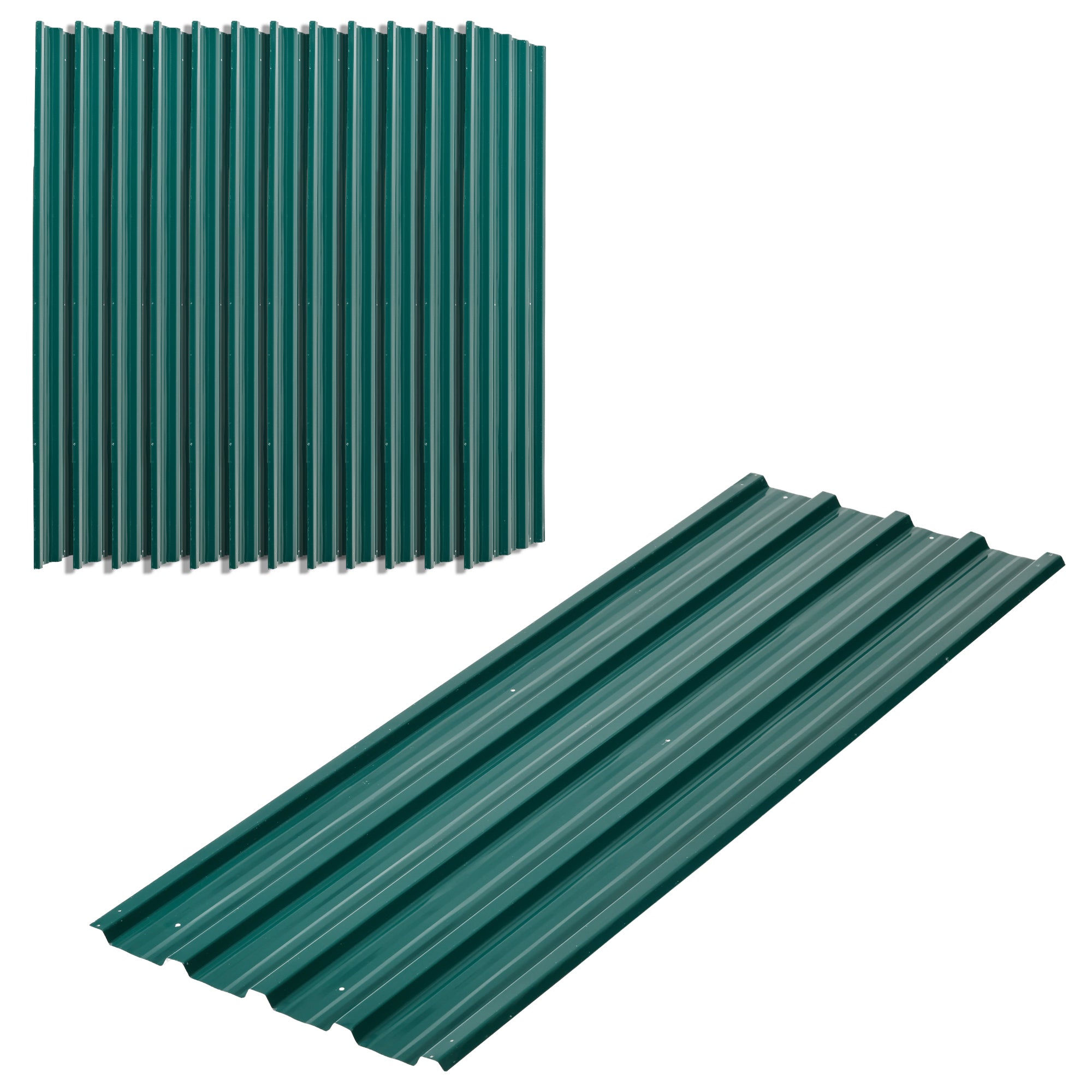 Outsunny Set of 12 Corrugated Steel Roof Sheet Panels - Green 