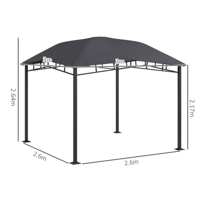Outsunny 3x3(m) Outdoor Gazebo Garden Gazebo Pavilion Sunshade Canopy Tent with Steel Frame, Grey 