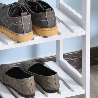 HOMCOM 3-Tier Shoe Rack Wood Frame Slatted Shelves Spacious Open Hygienic Storage Home Hallway Furniture Family Guests 70L x 26W x 57.5H cm - White 