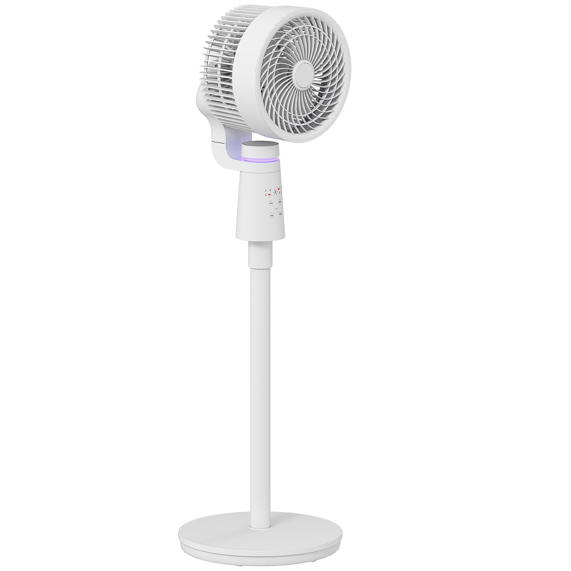 HOMCOM Pedestal Air Circulation Fan with Oscillating, Light Off, White 