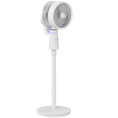 HOMCOM Pedestal Air Circulation Fan with Oscillating, Light Off, White 