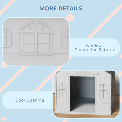 PawHut Plastic Weather-Resistant Dog House, for Indoors and Outdoors, Medium Dogs - Grey 