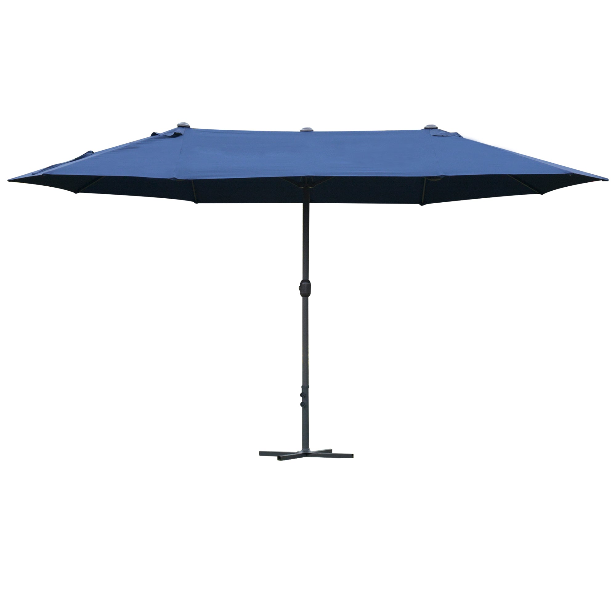 Outsunny 4.6M Sun Umbrella Canopy Double-sided Crank Sun Shade w/ Cross Base Dark Blue 